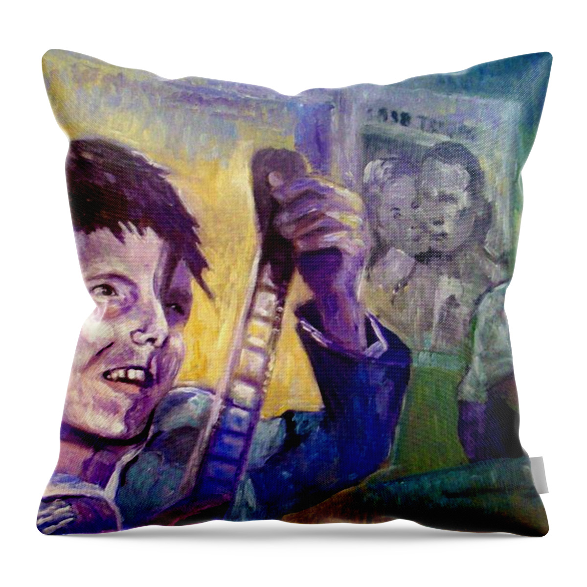 Movie Throw Pillow featuring the painting Cinema Paradiso by Paul Weerasekera