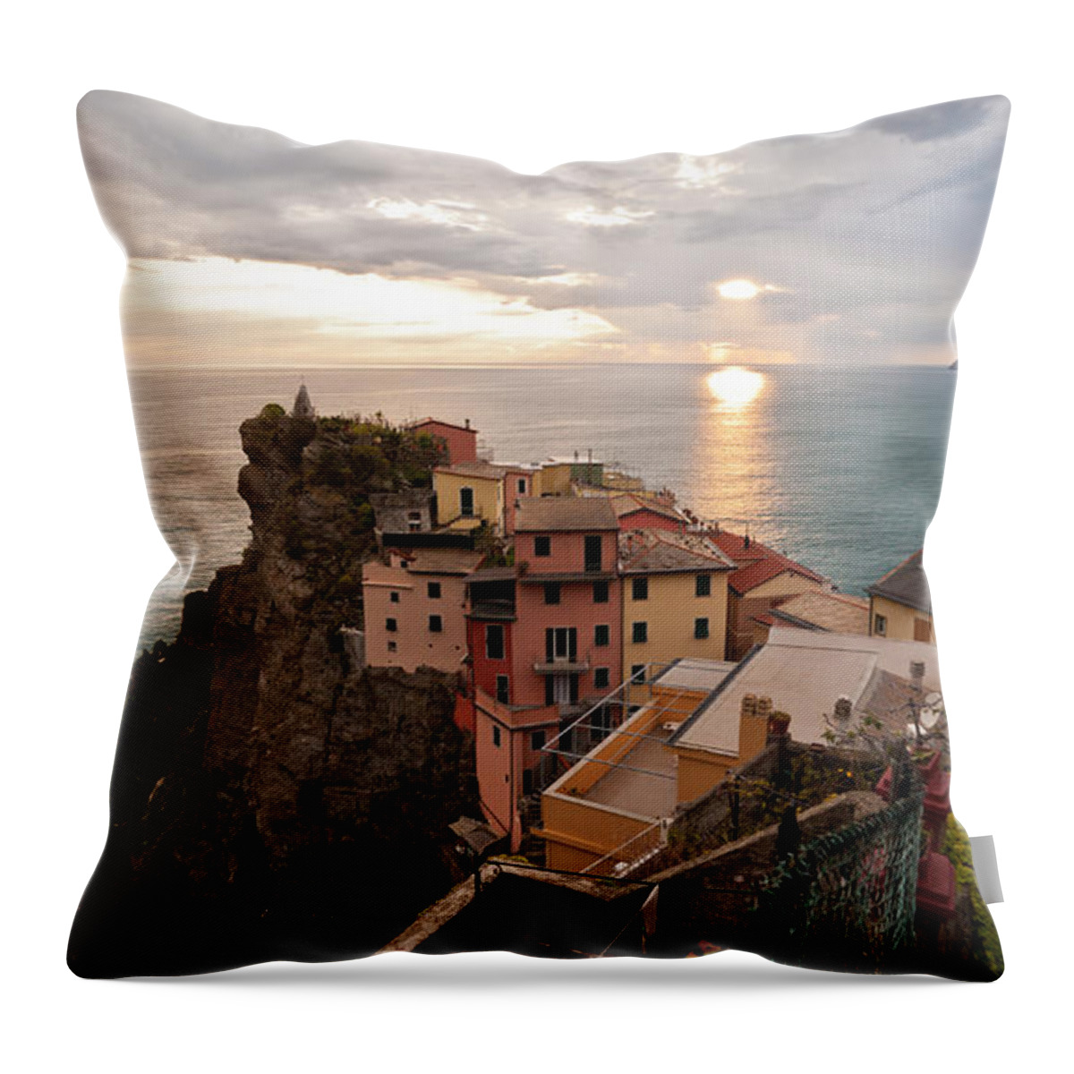 Manarola Throw Pillow featuring the photograph Cinque Terre Tranquility by Mike Reid