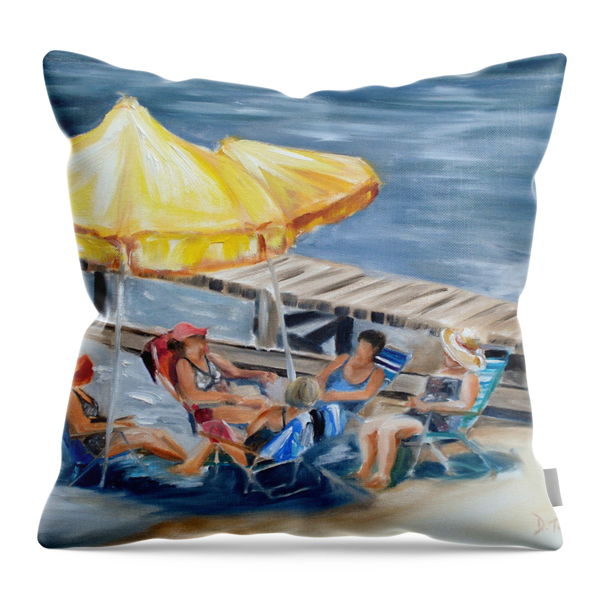 Lady Throw Pillow featuring the painting Circle of Friends by Donna Tuten
