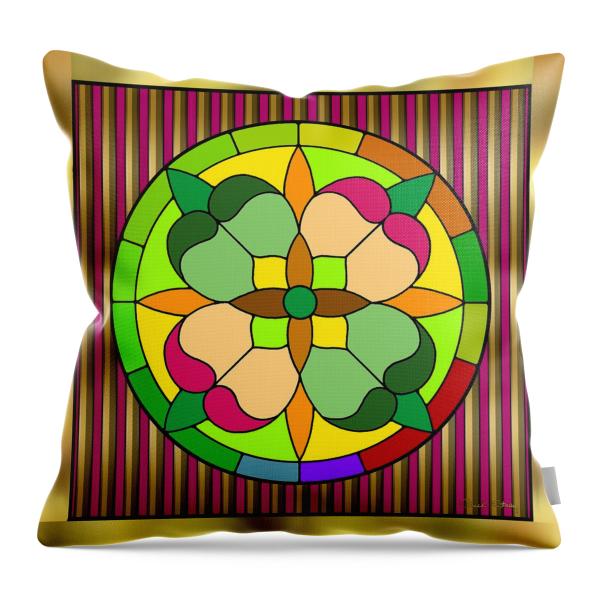 Circle On Bars 2 Throw Pillow featuring the digital art Circle on Bars 2 by Chuck Staley