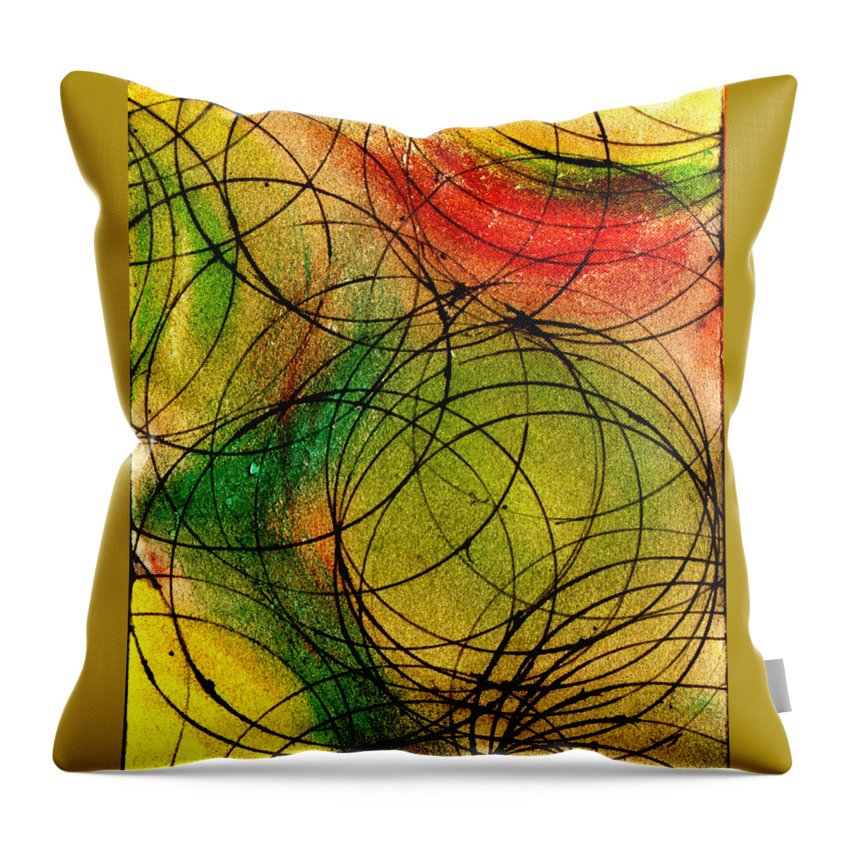 Abstract Throw Pillow featuring the painting Circles by Wayne Potrafka