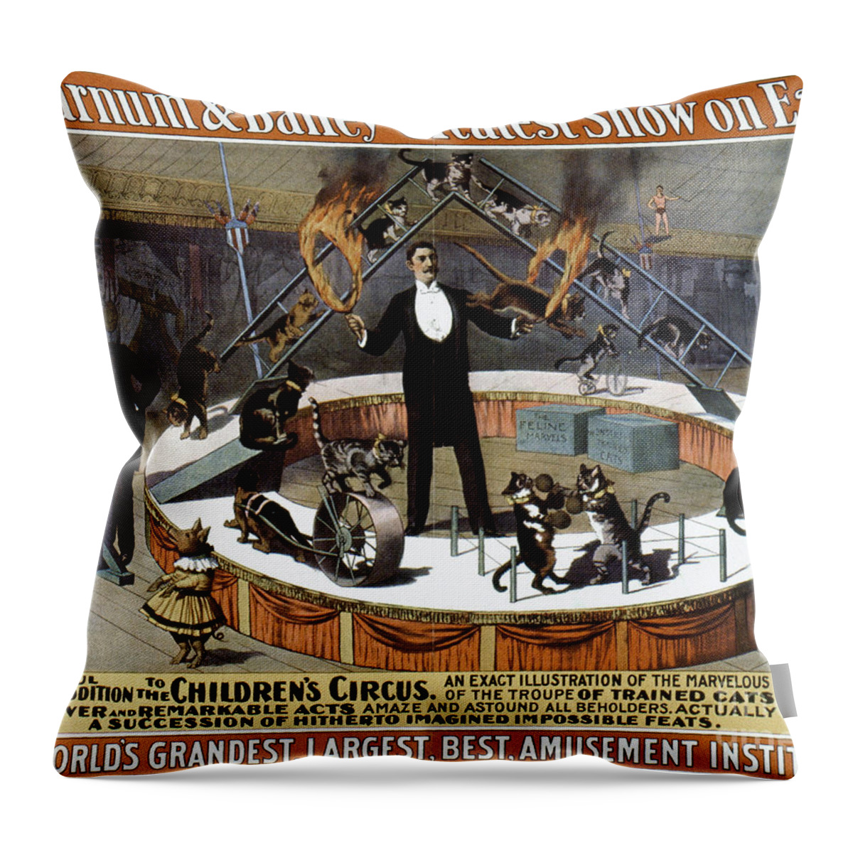 1890s Throw Pillow featuring the photograph CIRCUS POSTER, 1890s by Granger