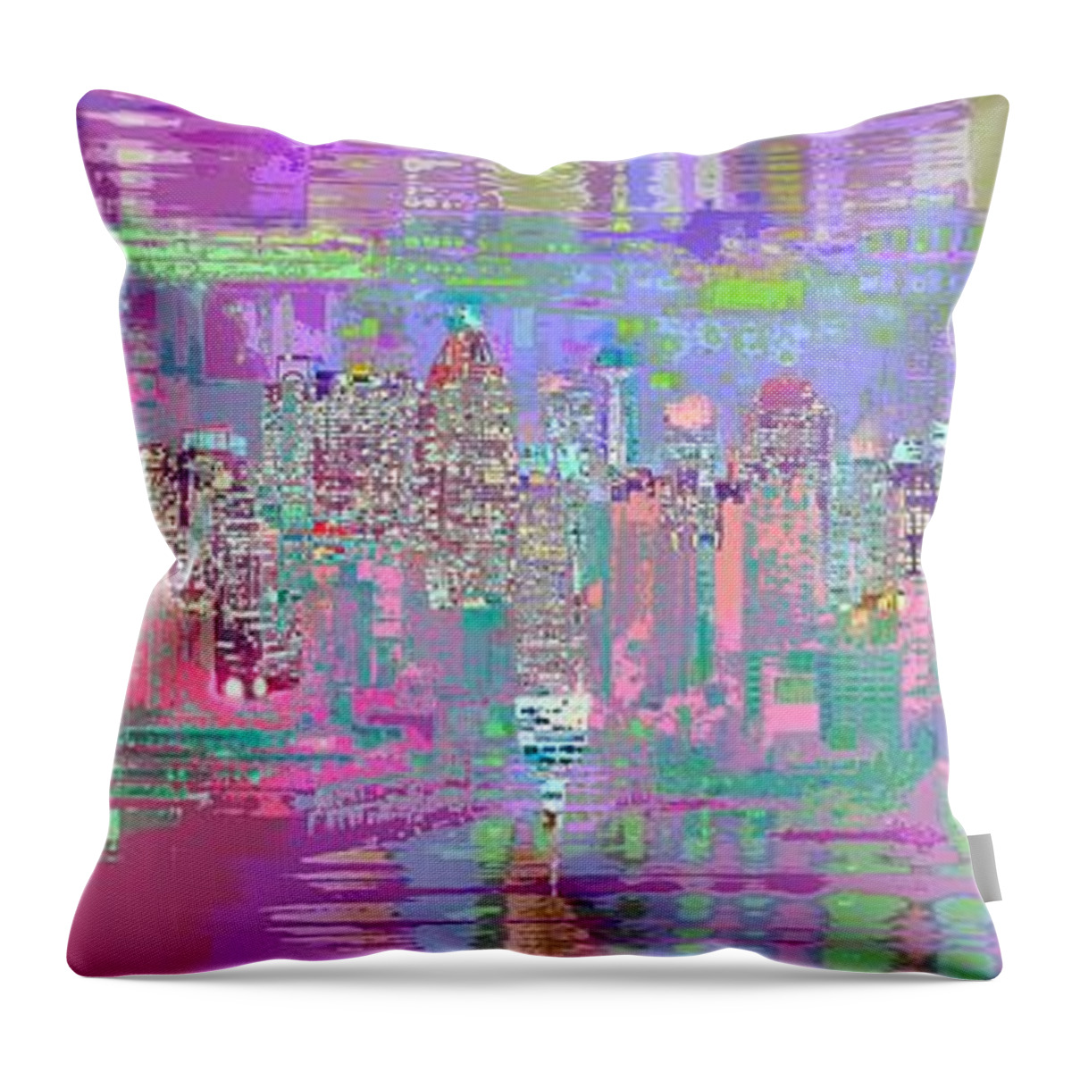 Abstract Throw Pillow featuring the digital art City Blox Light by Mary Clanahan