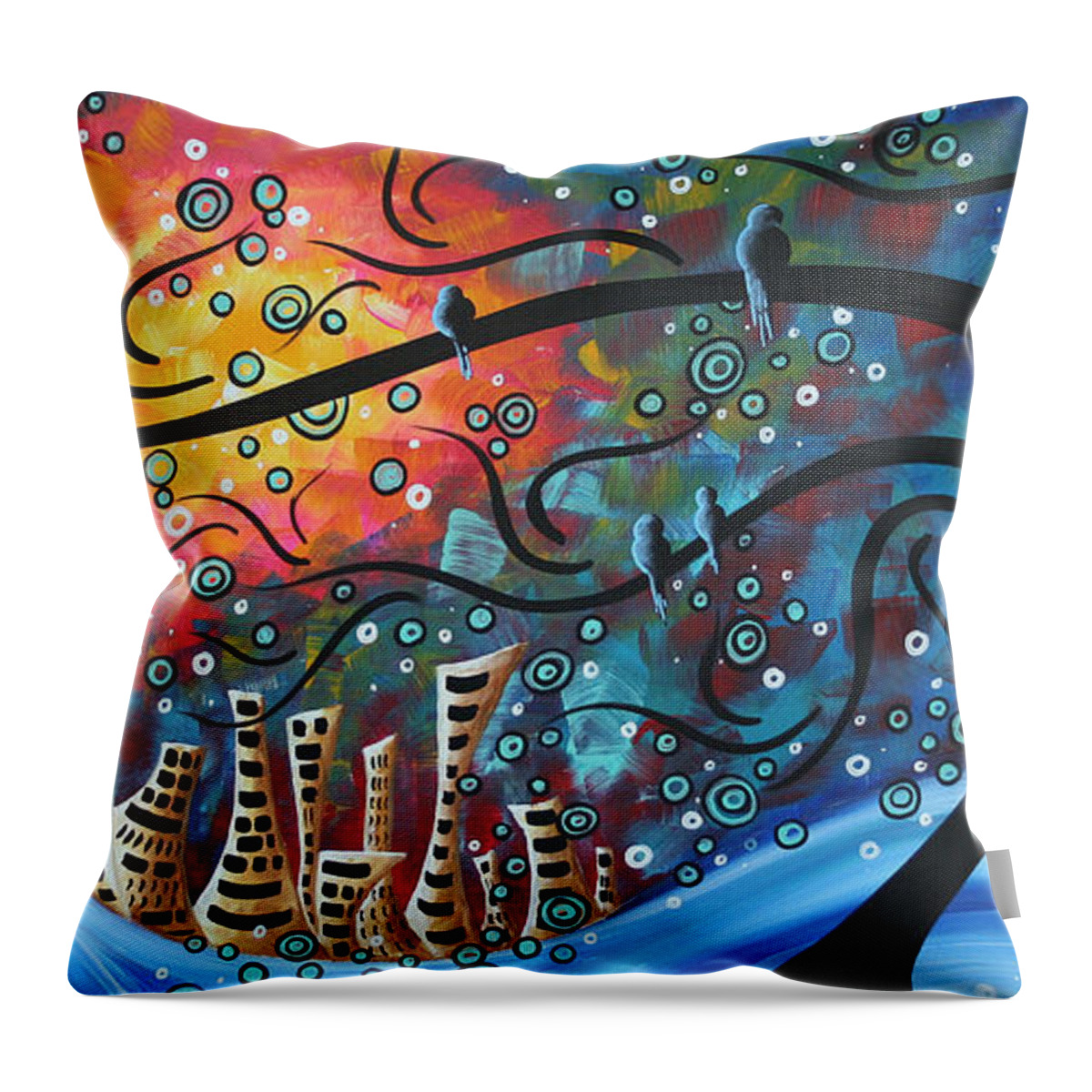 Art Throw Pillow featuring the painting City by the Sea by MADART by Megan Aroon