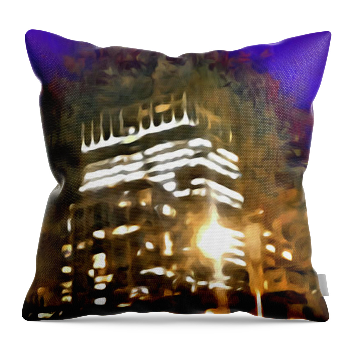 Cityscape Throw Pillow featuring the digital art City Flames by Paisley O'Farrell