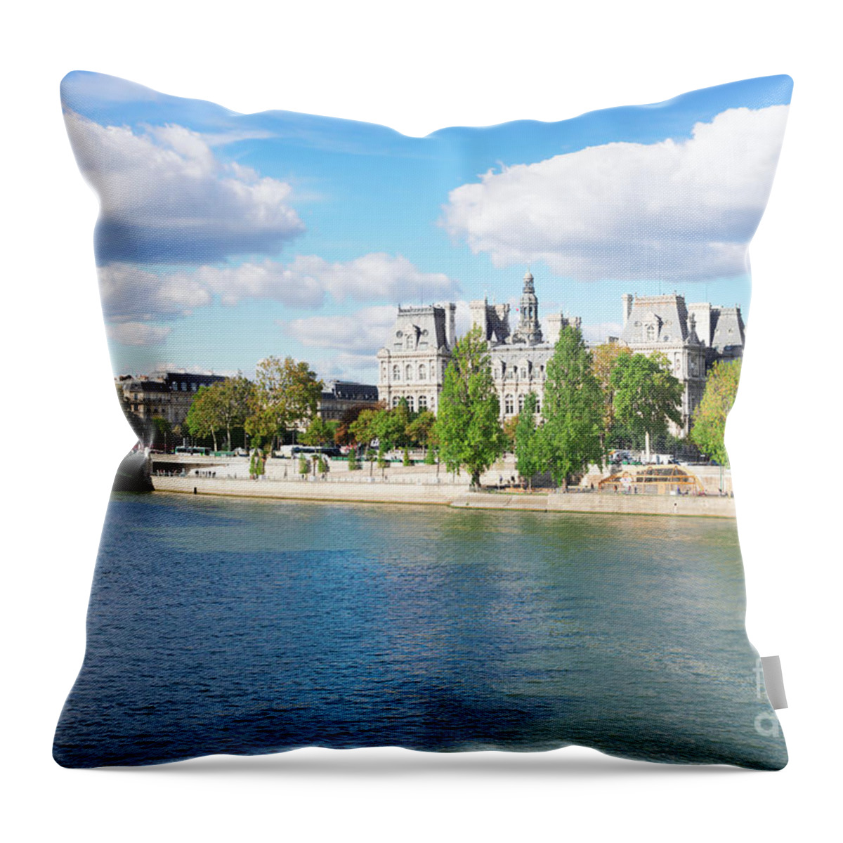 Paris Throw Pillow featuring the photograph Seine River Embankment by Anastasy Yarmolovich