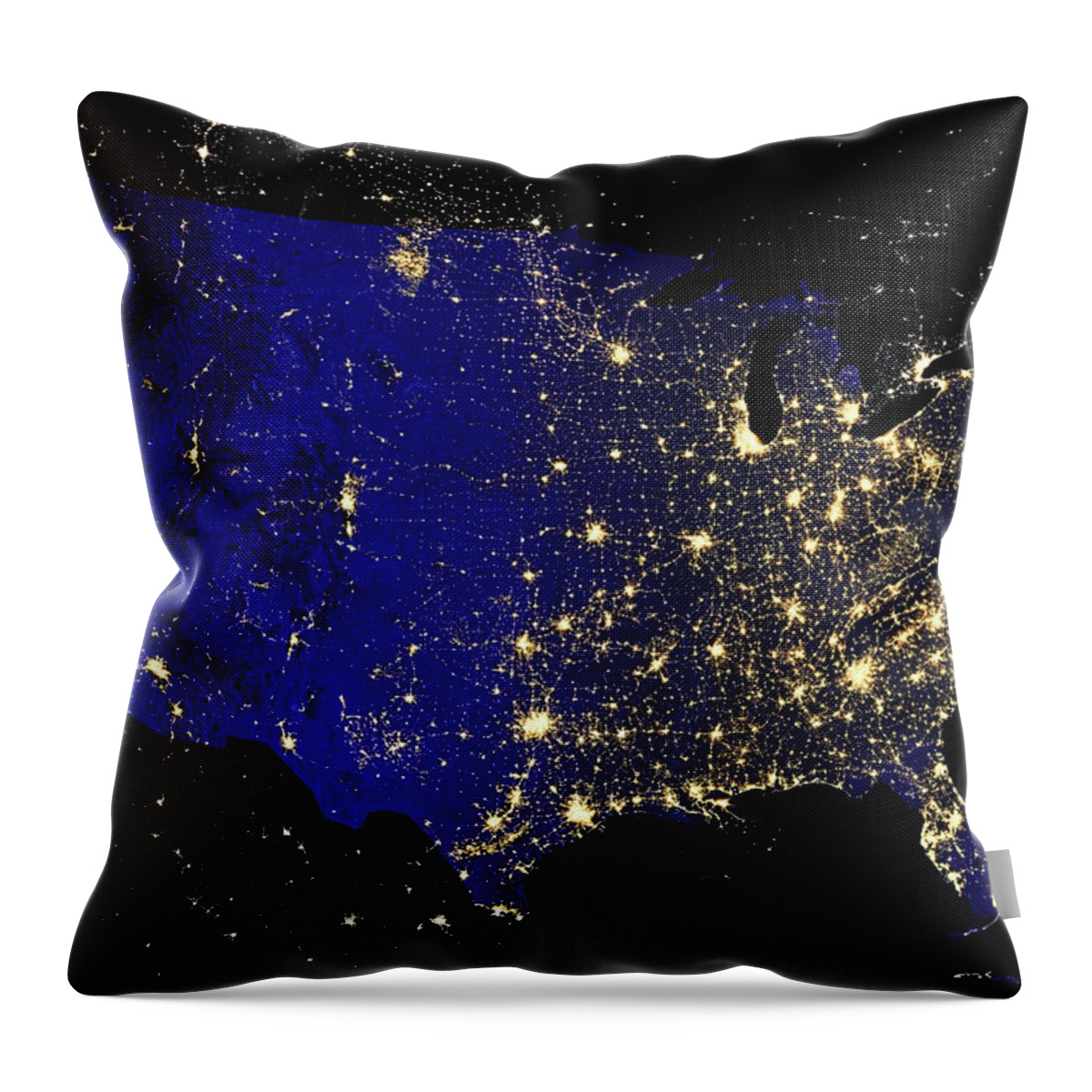 Nasa Throw Pillow featuring the photograph City Lights of the United States by Weston Westmoreland