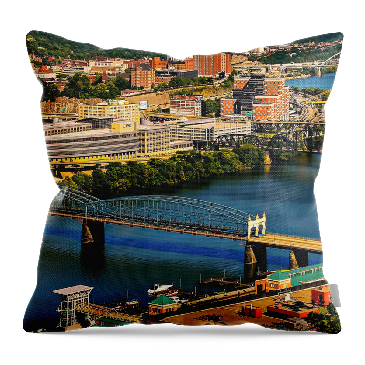 Allegheny Throw Pillow featuring the photograph City of Bridges by Maria Coulson