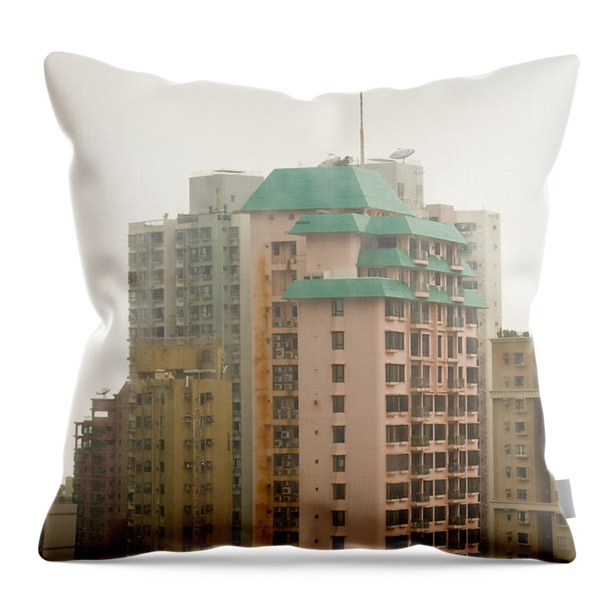 Buildings Throw Pillow featuring the photograph City of Hong Kong by Cheryl Day