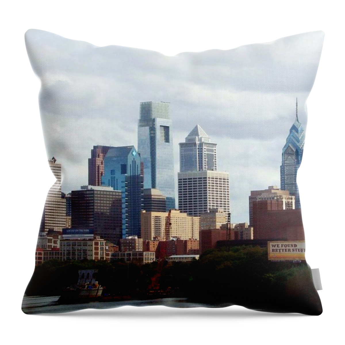 Philadelphia Throw Pillow featuring the photograph City of Philadelphia by Linda Sannuti