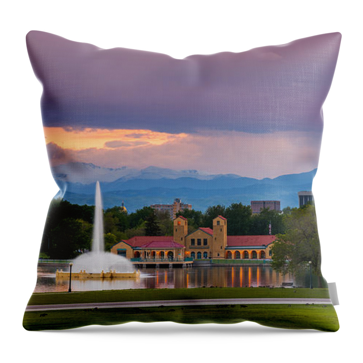 Denver Throw Pillow featuring the photograph City Park Sunset by Darren White