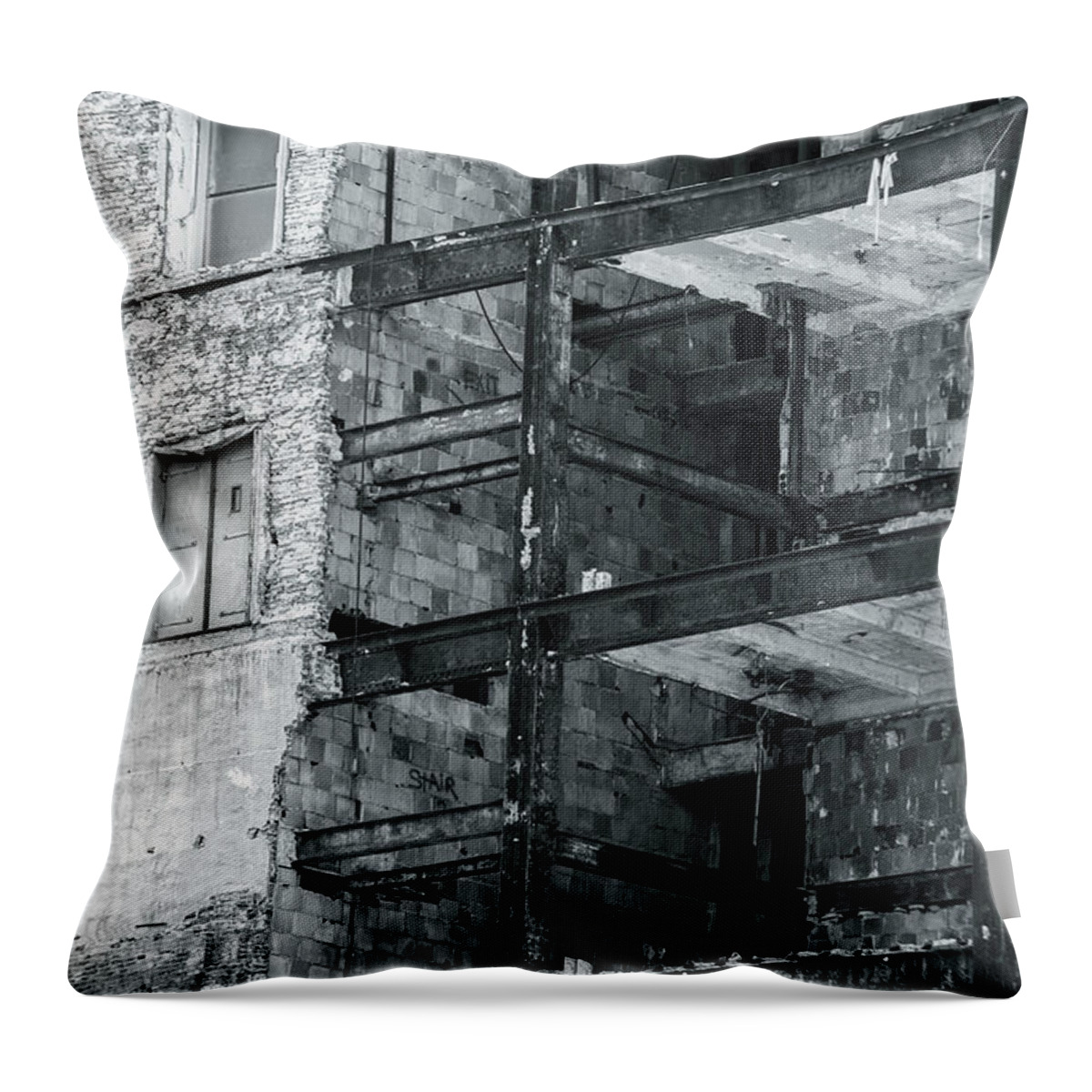Building Throw Pillow featuring the photograph City ruins by Jason Hughes