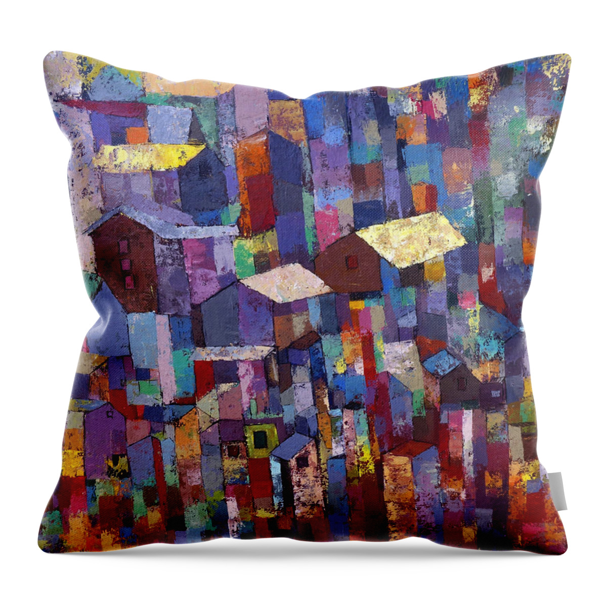 African Painters Throw Pillow featuring the painting City Scape 1 by Ronex Ahimbisibwe