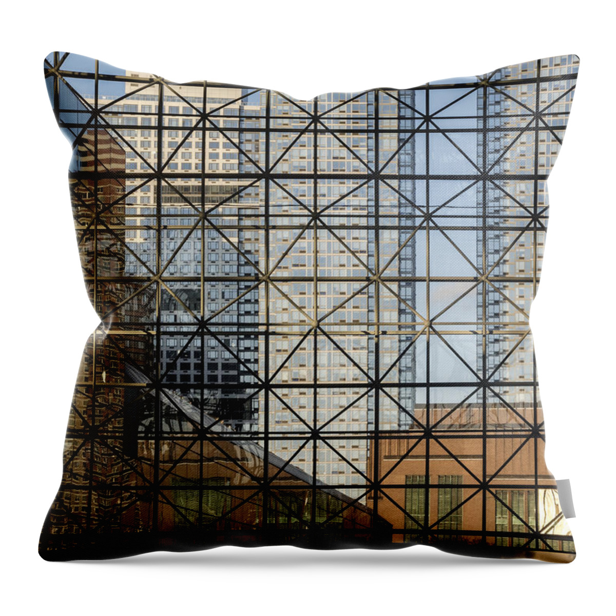 America Throw Pillow featuring the photograph City Windows Abstract by Marianne Campolongo