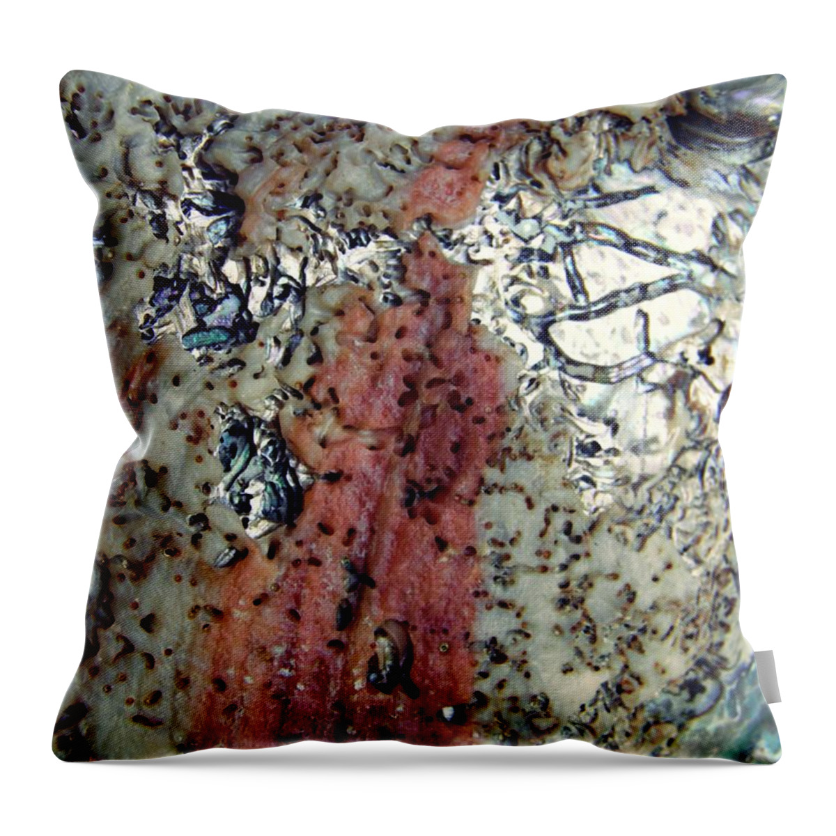 Abalone Throw Pillow featuring the photograph Abalone Shell Abstract 2 by Sarah Loft