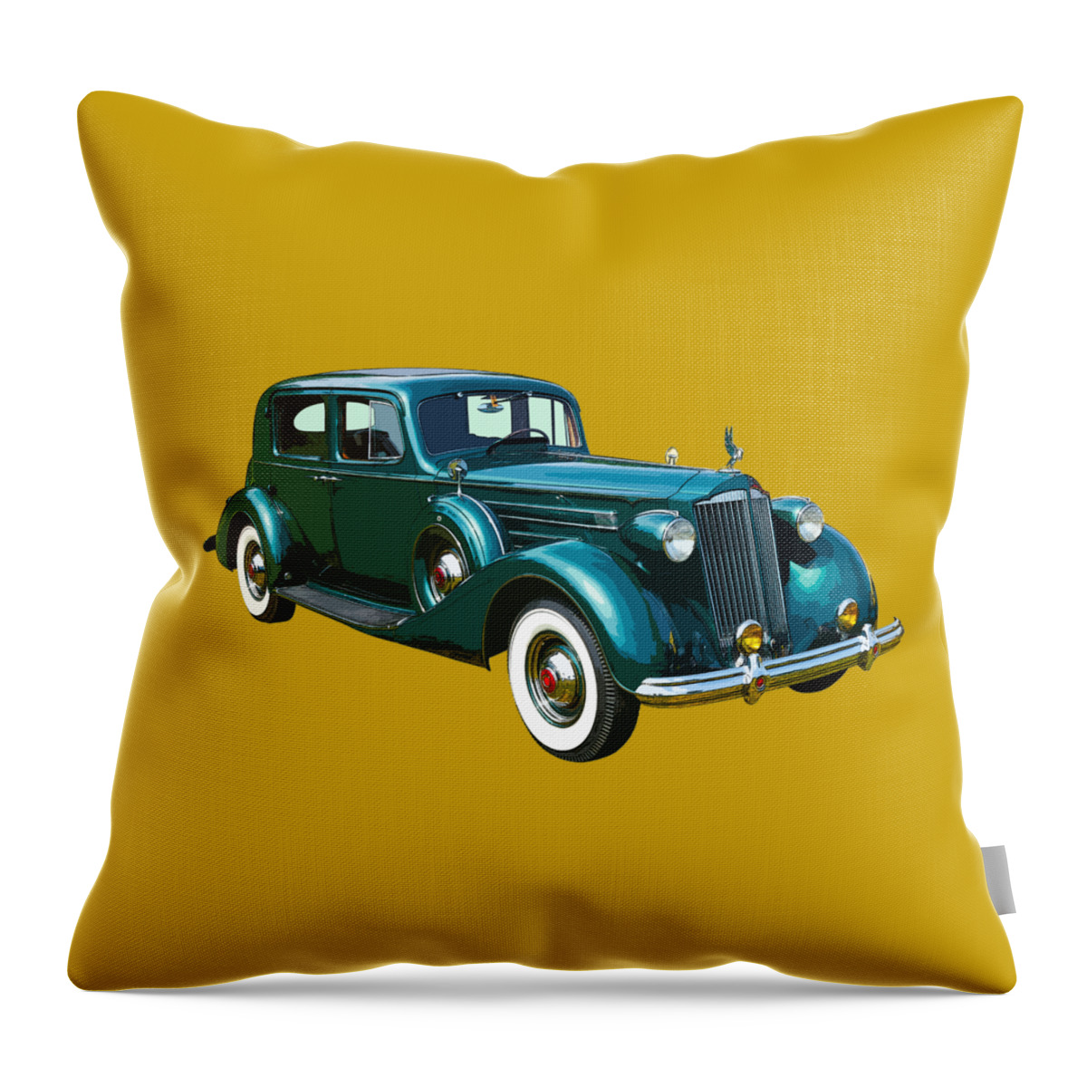 Packard Throw Pillow featuring the photograph Classic Green Packard Luxury Automobile by Keith Webber Jr