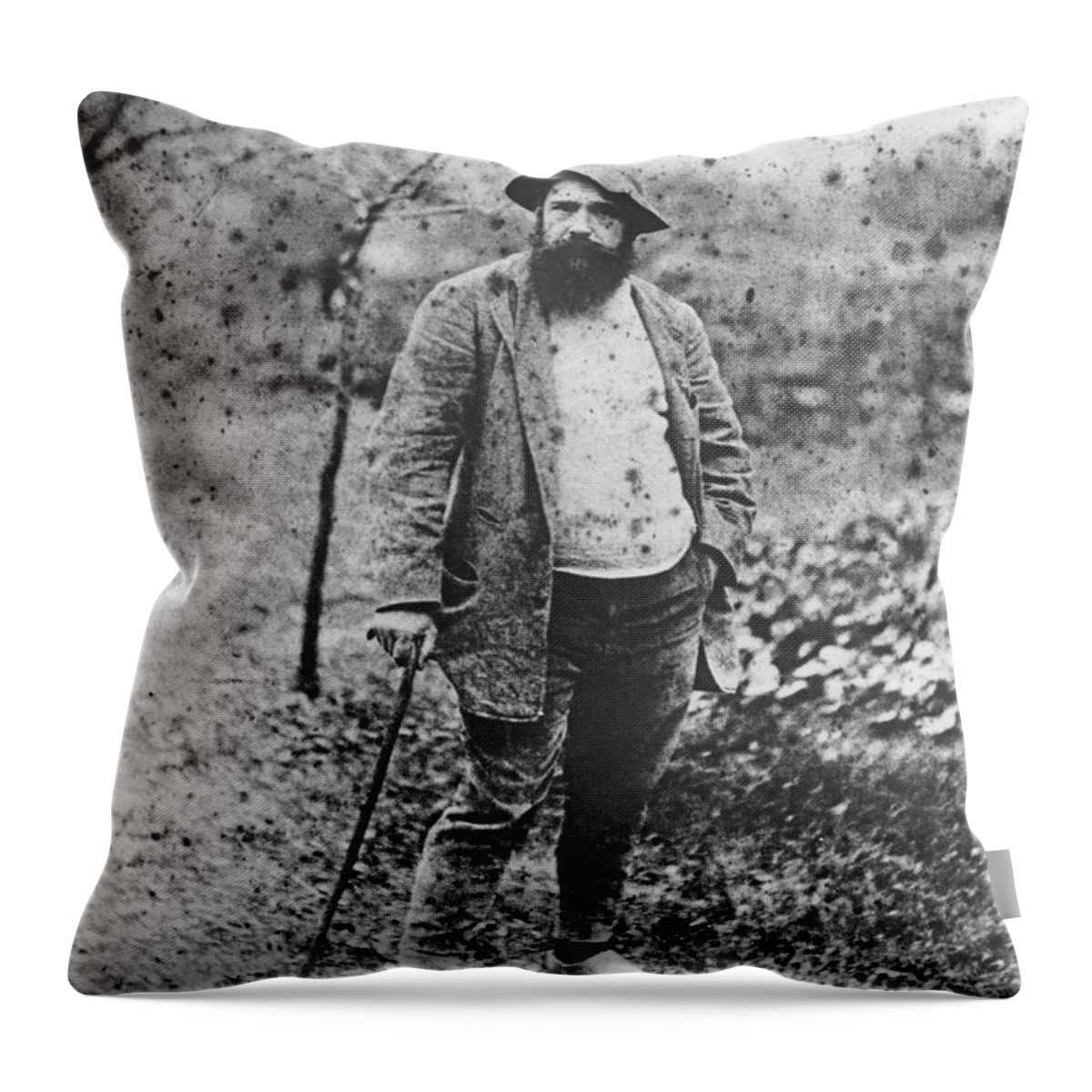 Monet Throw Pillow featuring the photograph Claude Monet in his garden by Theodore Robinson