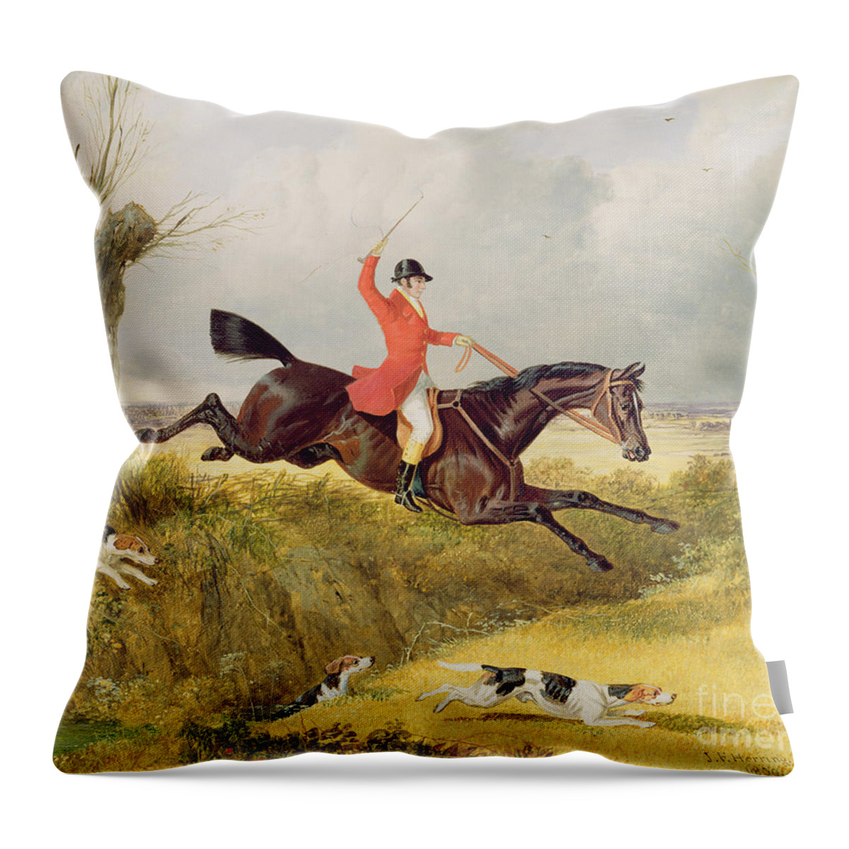 Clearing Throw Pillow featuring the painting Clearing a Ditch by John Frederick Herring Snr