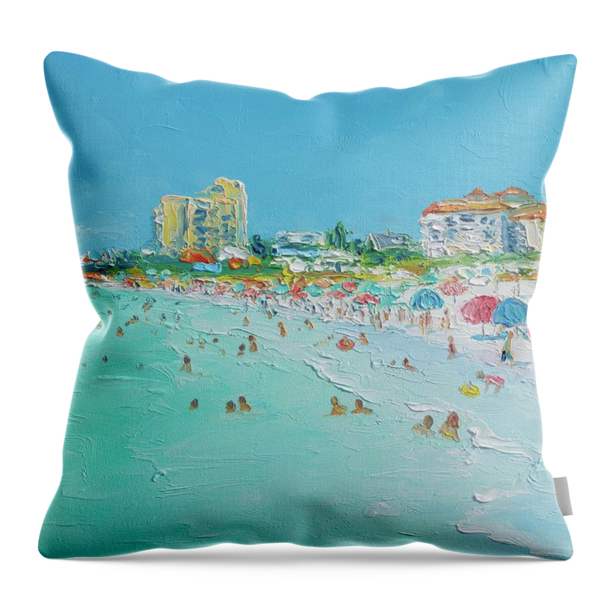 Beach Throw Pillow featuring the painting Clearwater Beach Florida by Jan Matson
