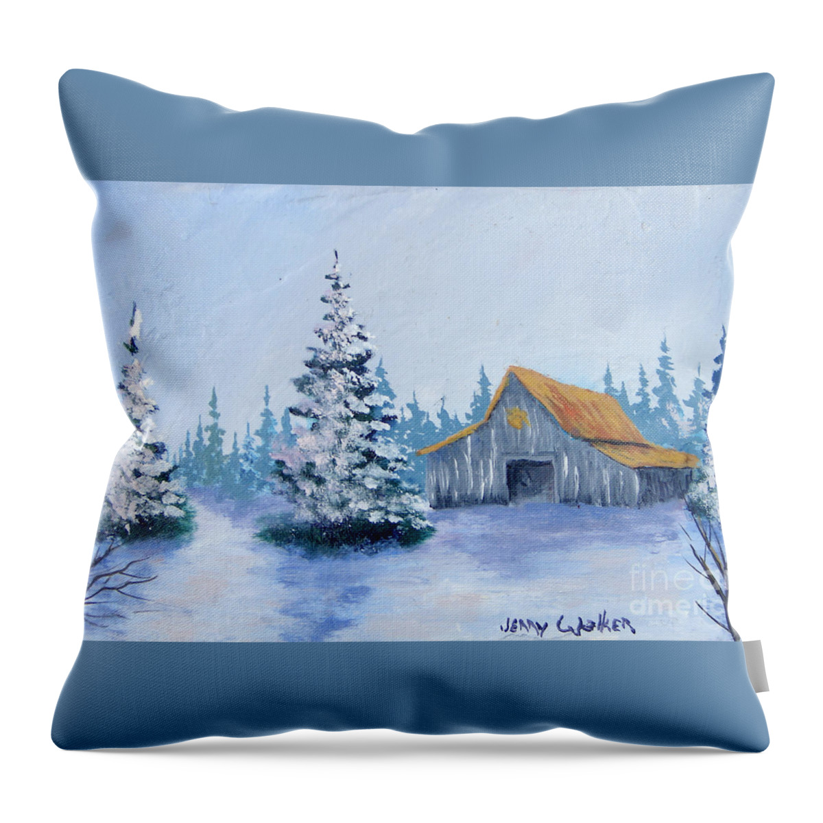 Cold Throw Pillow featuring the painting Clemson Winter by Jerry Walker