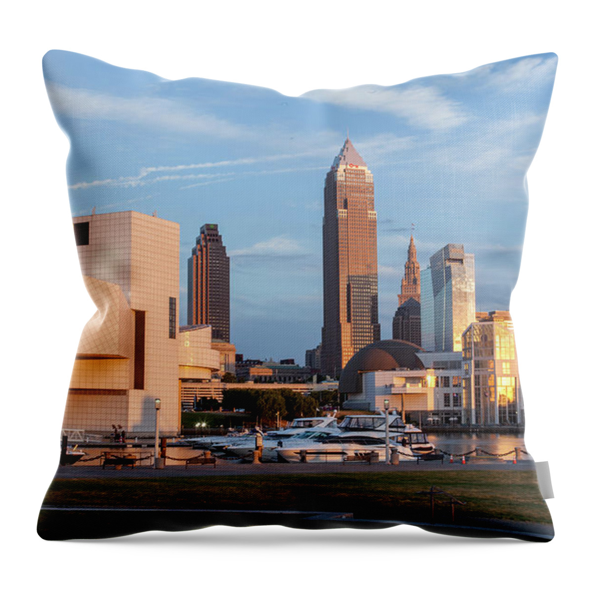 Cleveland Skyline Throw Pillow featuring the photograph Cleve Skylline_1601_0216 by James Baron