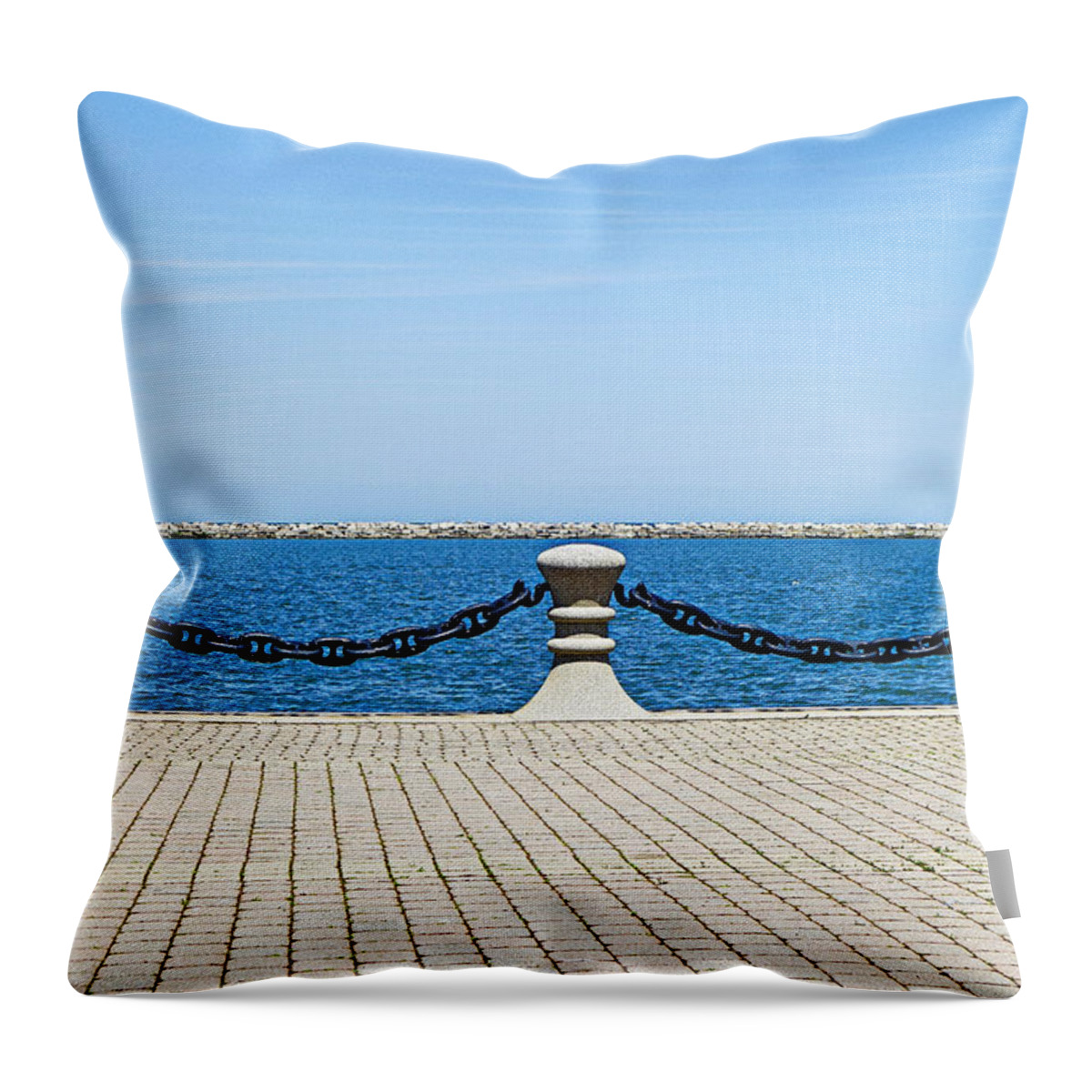 Cleveland Throw Pillow featuring the photograph Cleveland Harbor Chained by Robert Meyers-Lussier