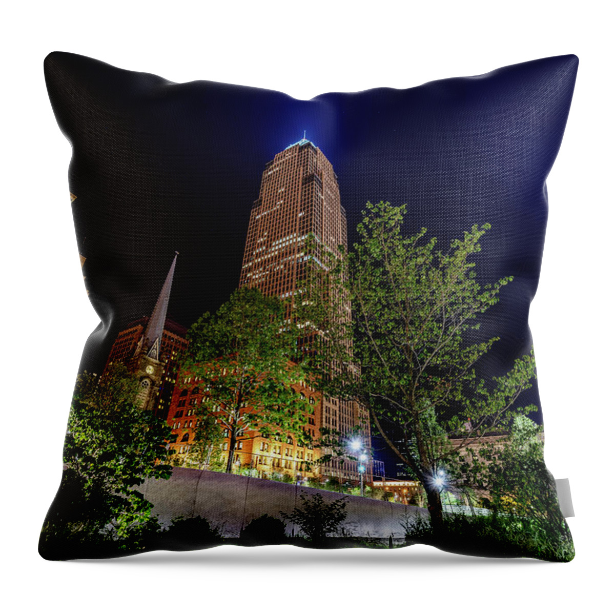 Cleveland Throw Pillow featuring the photograph Cleveland On The Rise by Brad Hartig - BTH Photography
