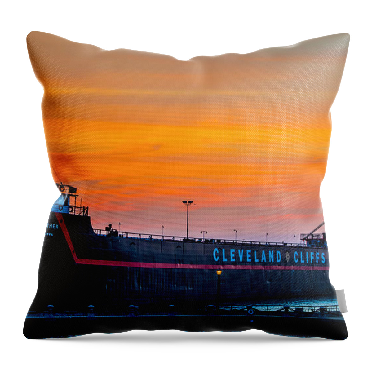 Cleveland Throw Pillow featuring the photograph Cleveland Sunset by Stewart Helberg