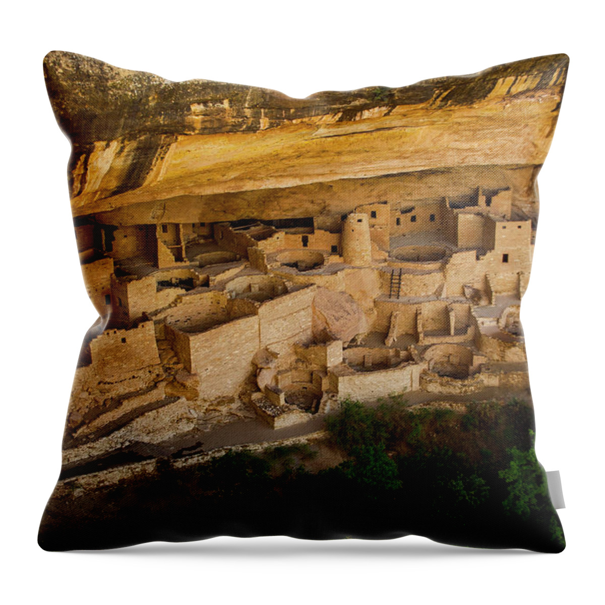Mesa Verde Throw Pillow featuring the photograph Cliff House from Above by Doug Scrima