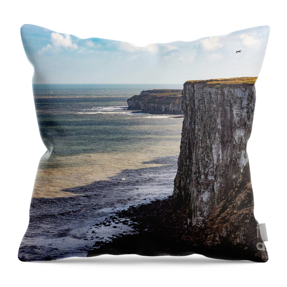 Bempton Throw Pillow featuring the photograph Cliffs of Bempton by Anthony Baatz