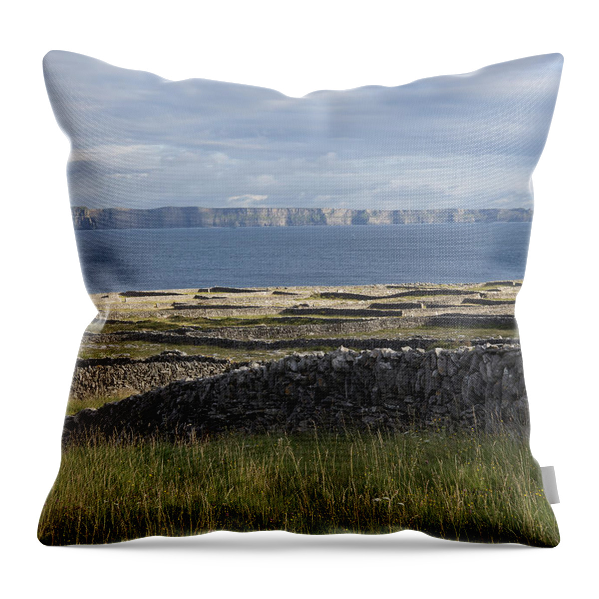 Ireland Throw Pillow featuring the photograph Cliffs of Moher from Inisheer by John Farley