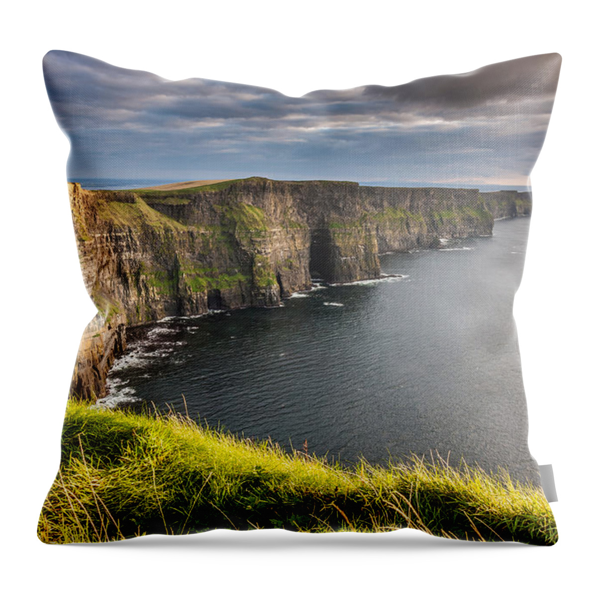 Cliffs Of Moher Throw Pillow featuring the photograph Cliffs of Moher on the west coast of Ireland by Pierre Leclerc Photography