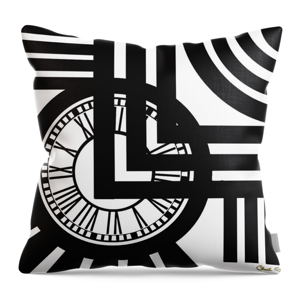 Clock Design Throw Pillow featuring the digital art Clock Design by Chuck Staley