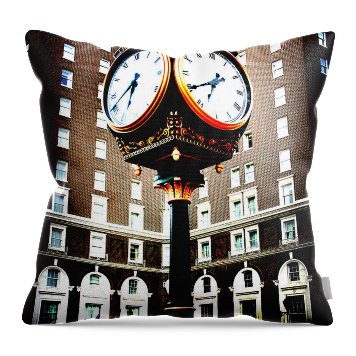 Westin Poinsett Throw Pillow featuring the photograph Clock by Kelly Hazel