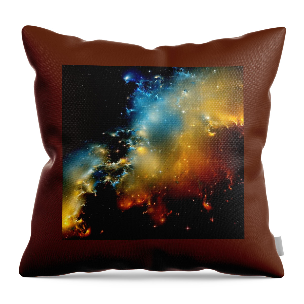 Nebula Throw Pillow featuring the painting Close-the-pelican-nebula-ionization-front by Celestial Images