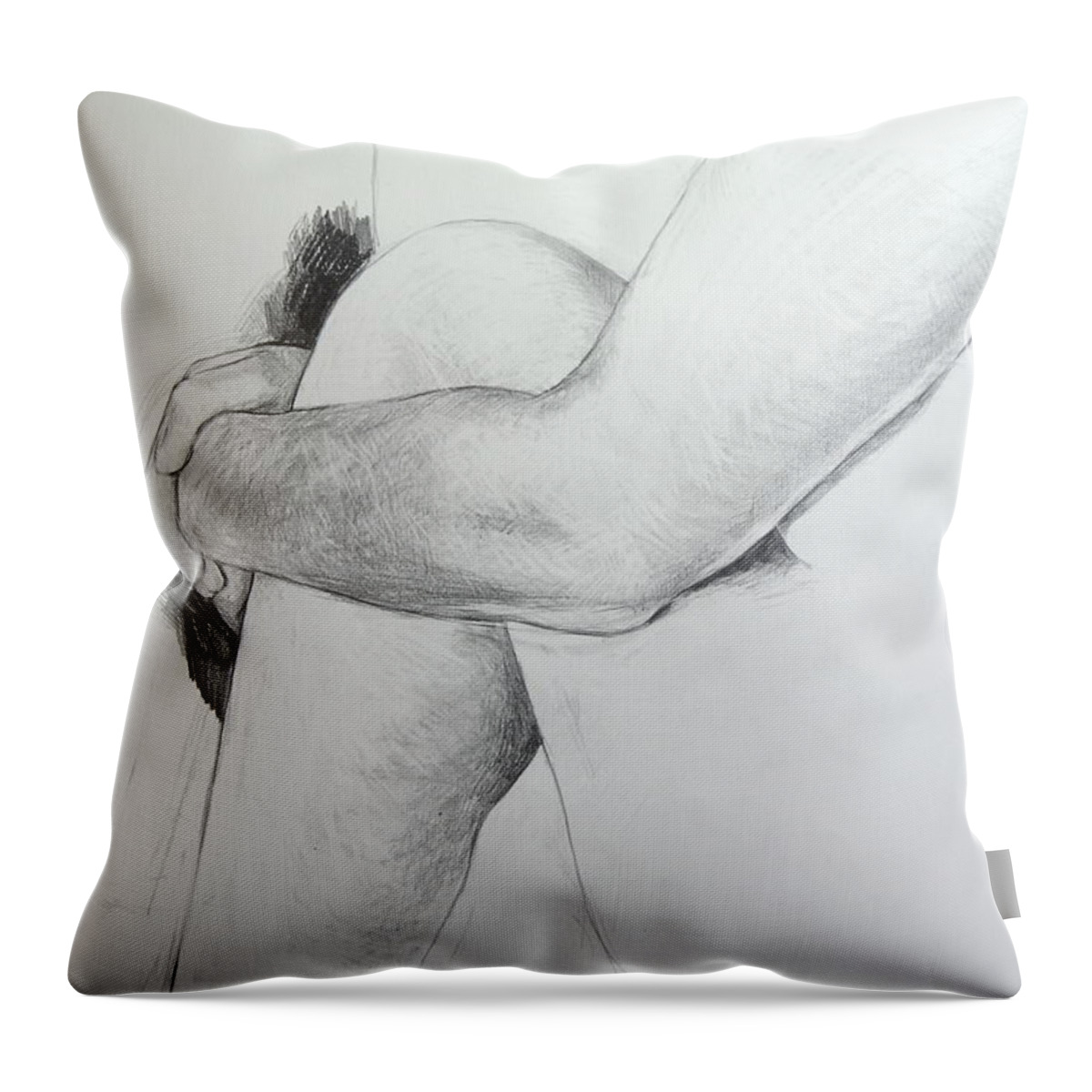 Llife Throw Pillow featuring the drawing Close up of life figure. by Harry Robertson
