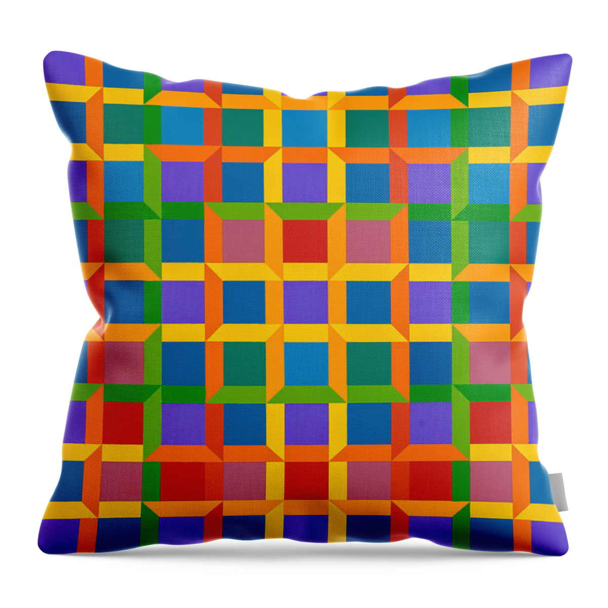Abstract Throw Pillow featuring the painting Closed Quadrilateral Lattice by Janet Hansen