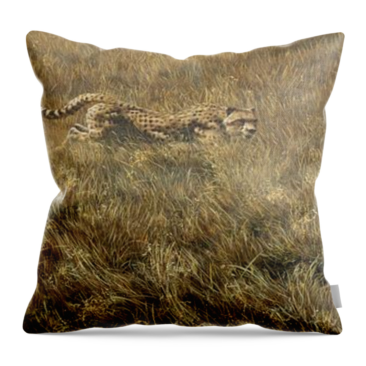Wildlife Paintings Throw Pillow featuring the painting Closing in Fast by Alan M Hunt
