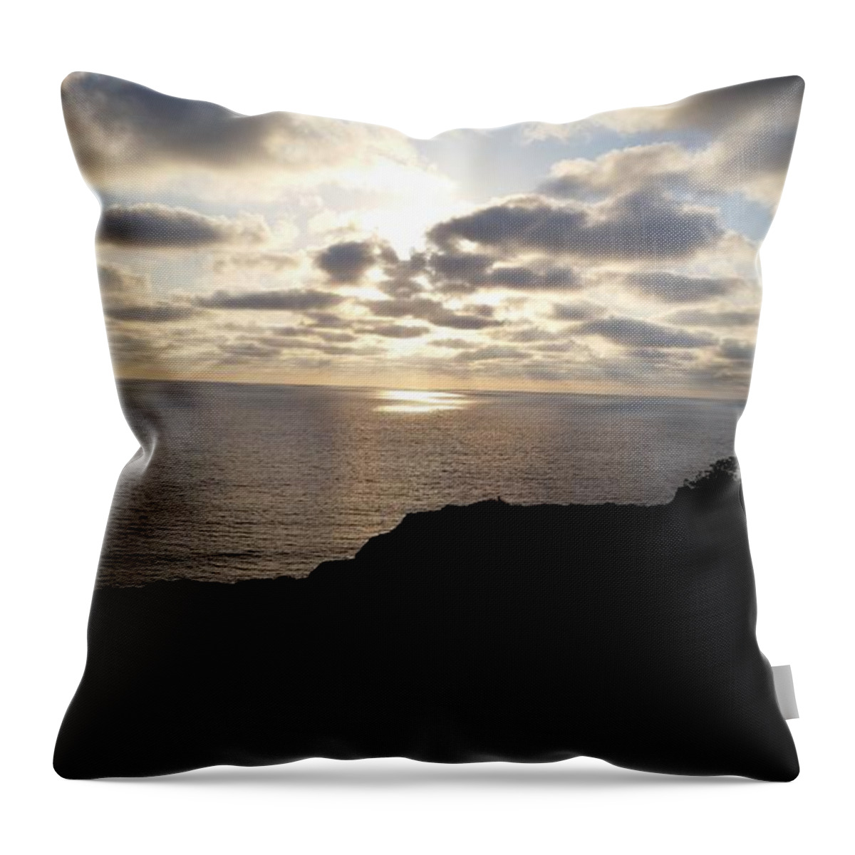 Torrey Pines Throw Pillow featuring the photograph Cloud Break Sunset at State Natural Reserve in San Diego by Heather Kirk