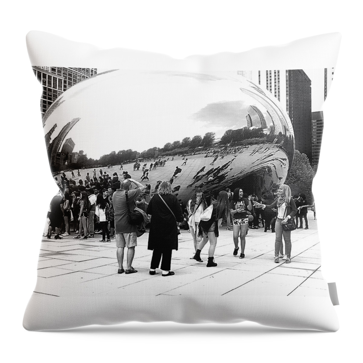 Sculpture Throw Pillow featuring the photograph Cloud Gate In Chicago by Ester McGuire