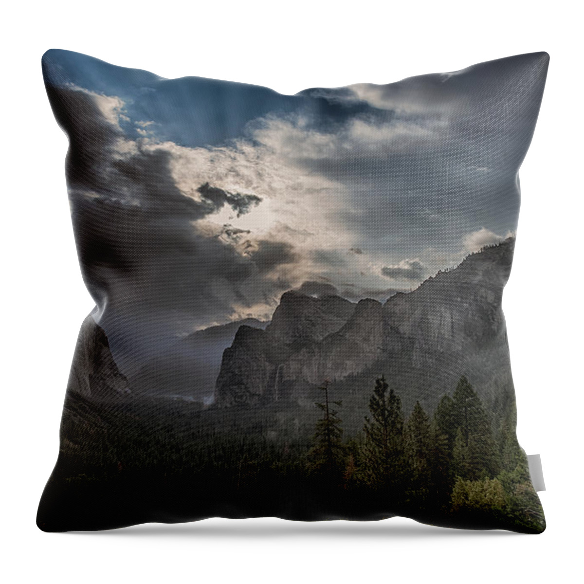 Bridal Veil Falls Throw Pillow featuring the photograph Clouds and Light by Bill Roberts
