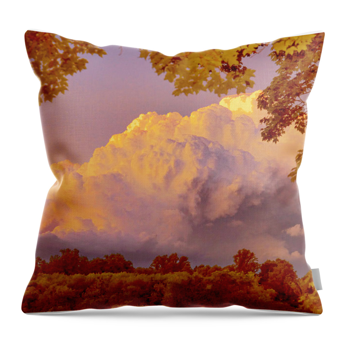 Swelling Cumulus Clouds Throw Pillow featuring the photograph Clouds at Sunset, Southeastern Pennsylvania by A Macarthur Gurmankin