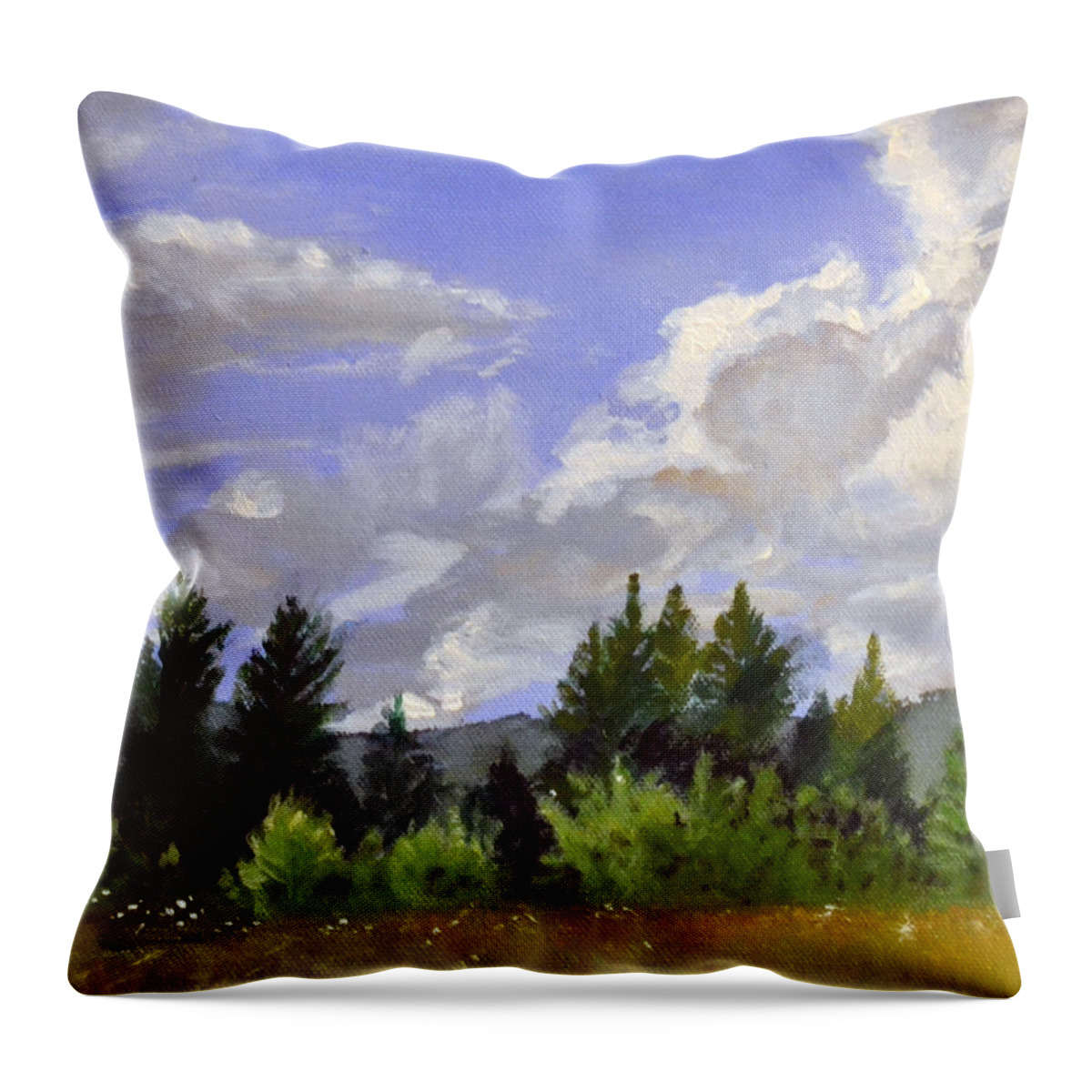 Clouds Throw Pillow featuring the painting Clouds Over Lace by Mary Chant