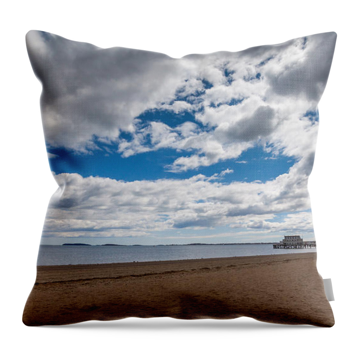 Quincy Throw Pillow featuring the photograph Cloudy Beach Day by Brian MacLean