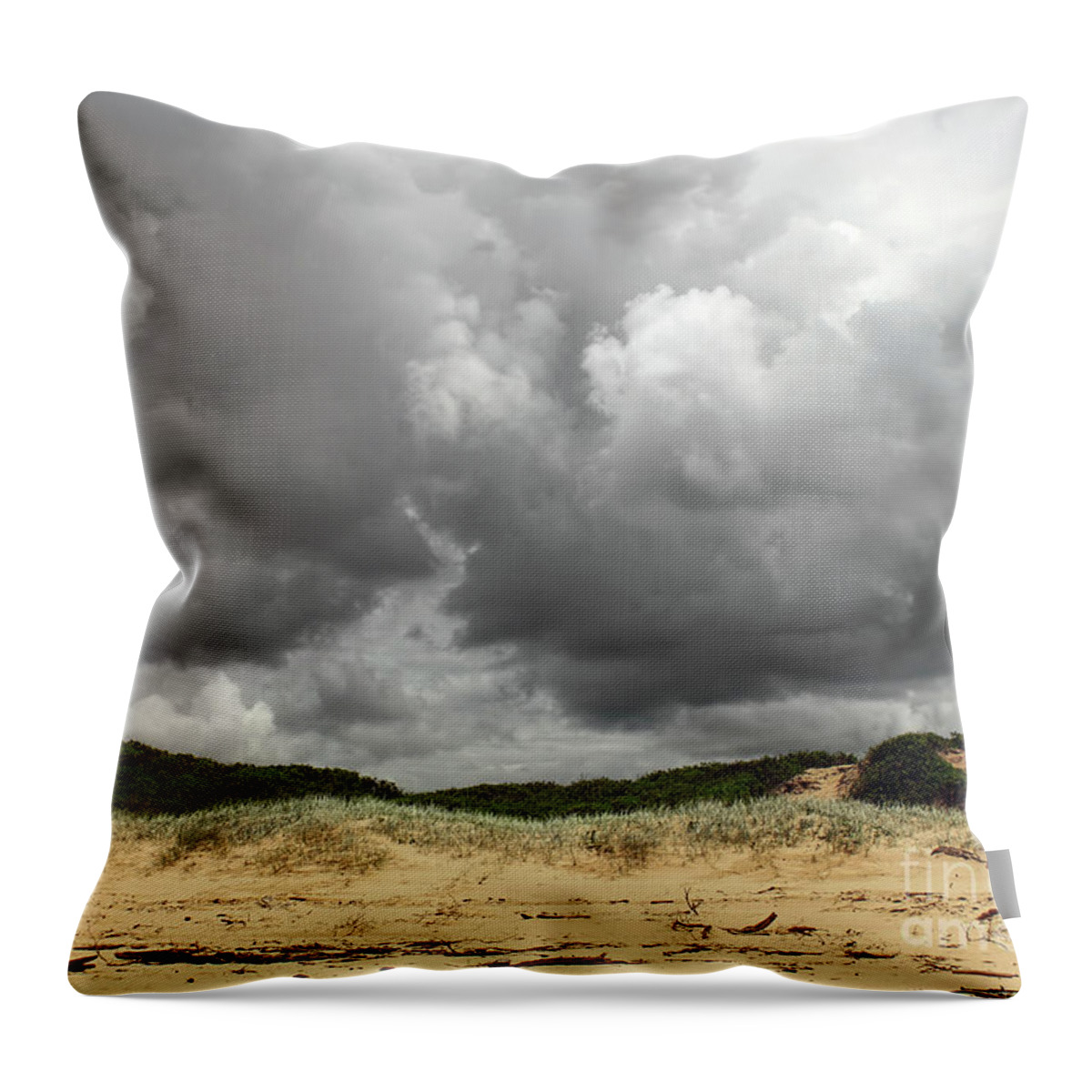 Cloudy Beach Throw Pillow featuring the photograph Cloudy Beach II by Kaye Menner by Kaye Menner