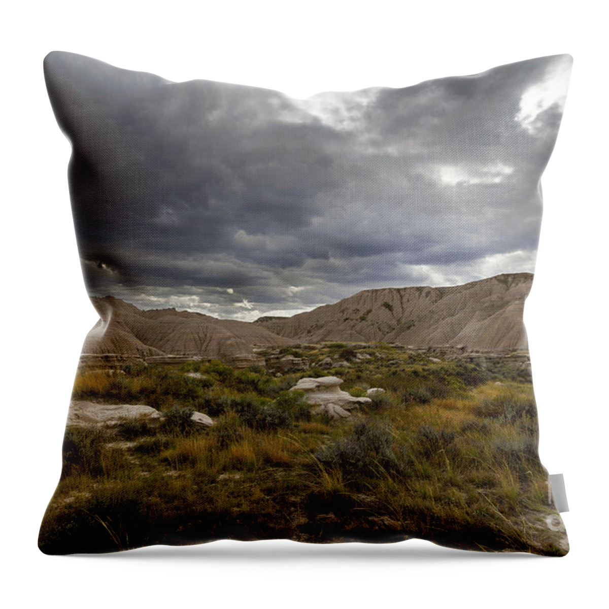 Clouds Throw Pillow featuring the photograph Cloudy Day in Toadstool by Steve Triplett