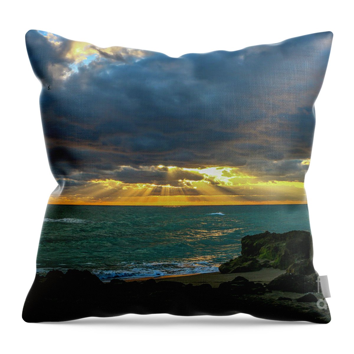 Dawn Throw Pillow featuring the photograph Cloudy Morning Rays by Tom Claud