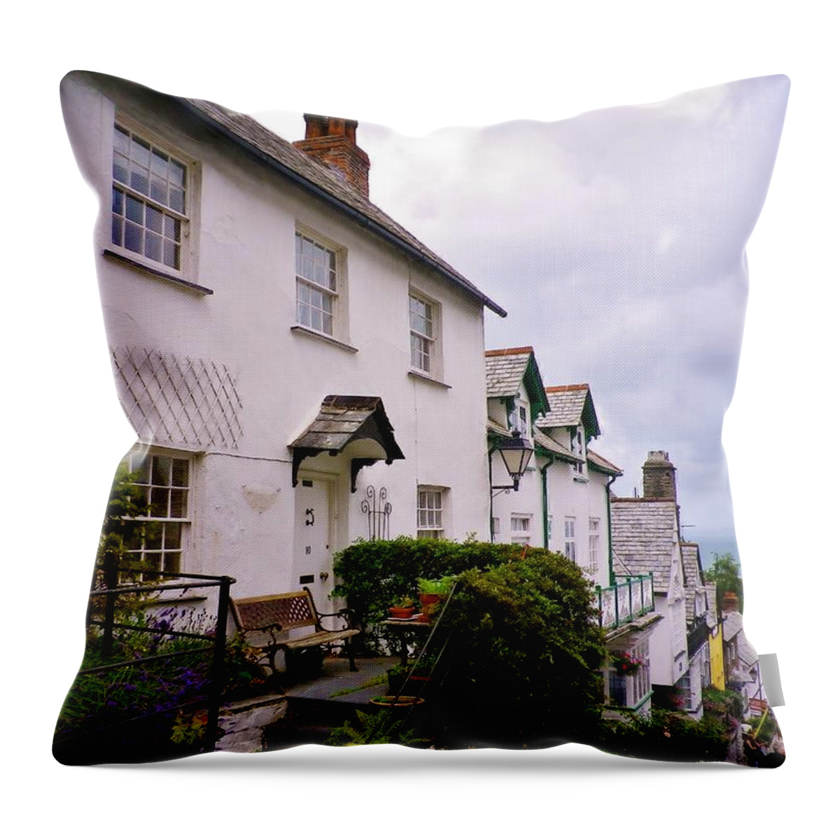Clovelly Throw Pillow featuring the photograph Clovelly Street View by Richard Brookes
