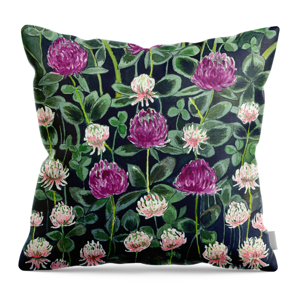 White Clover Throw Pillow featuring the painting Clover by Katherine Miller