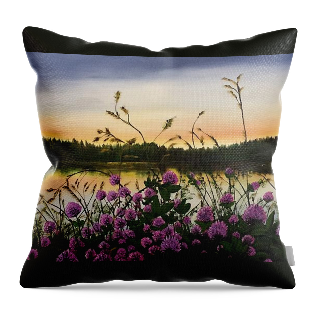 British Columbia Throw Pillow featuring the painting Clover Sunrise by Sharon Duguay